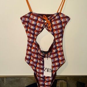 Zara One Piece Swimsuit - Orange and Purple